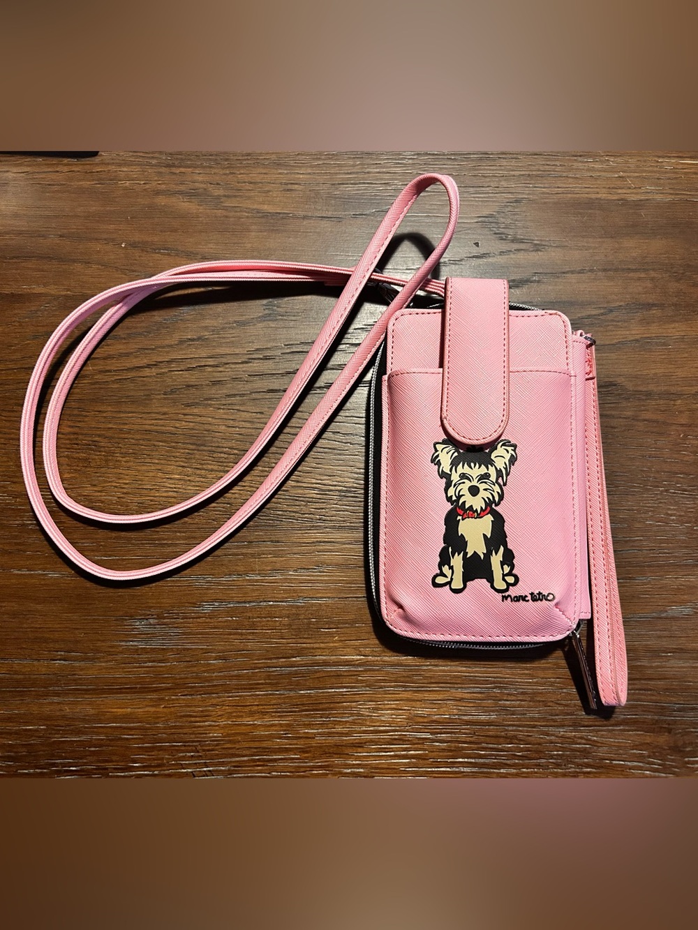 Marc Tetro Pink Crossbody Phone Bag with Dog Graphic